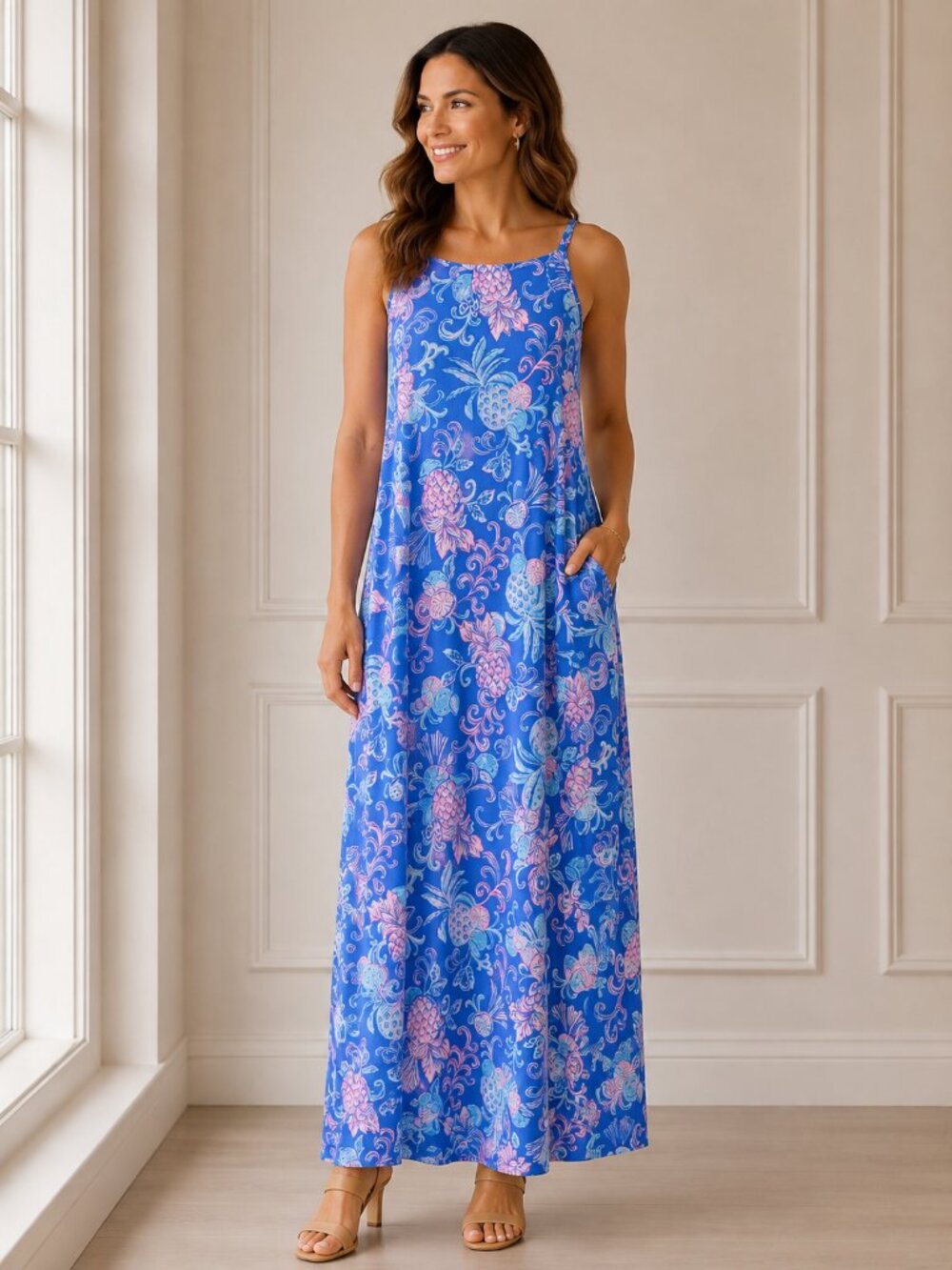 Lilly Pulitzer Blue Floral Sleeveless One-Piece